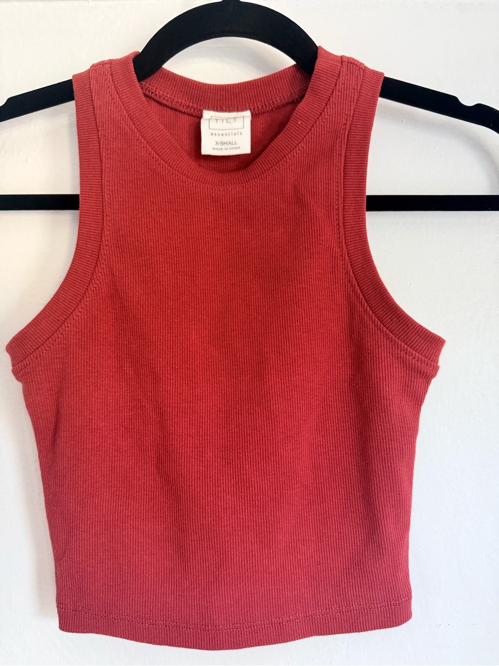 Full Tilt Ribbed Crop Tank Top - Brick Red